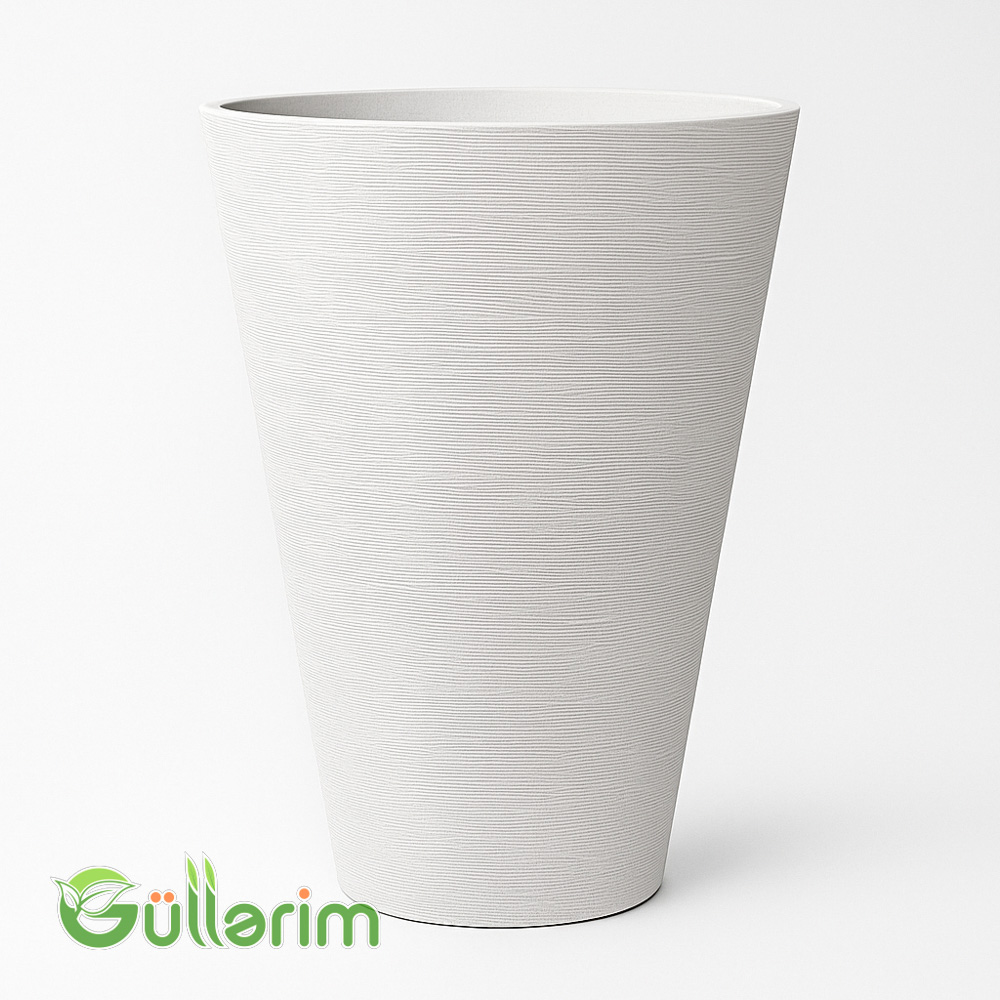 Zolaqlı Ağ Dekorativ Plastik Dibçək