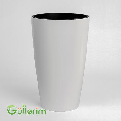 Sadə Ağ Dekorativ Plastik Dibçək