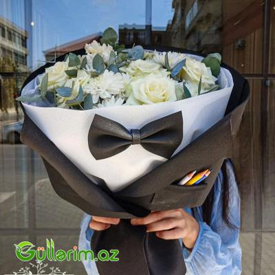 Gül buketi (Məktəbli qızılgül buketi)