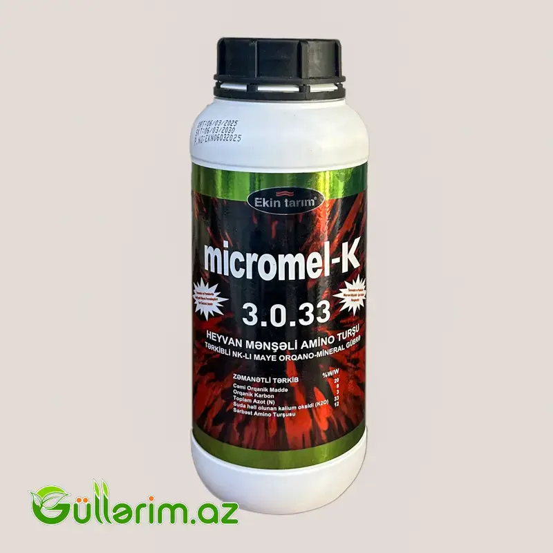Micromel-K 3.0.33 – Yüksək Kaliumlu Orqano-Mineral Gübrə (1 L)
