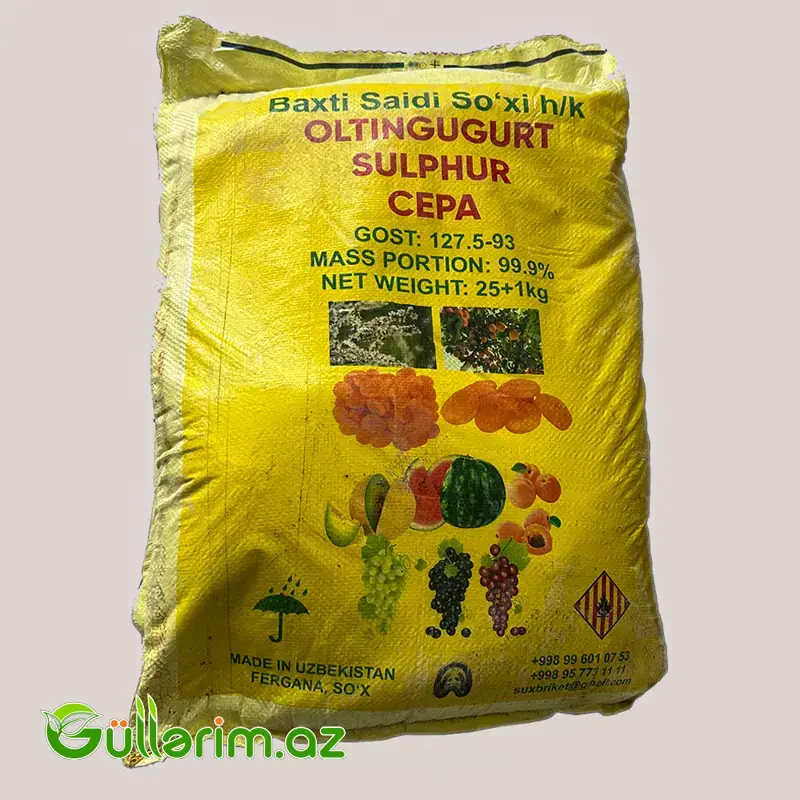 Kənd Təsərrüfatı Kükürdü (Oltingugurt/Sulphur) – 99.9%, 25 kq