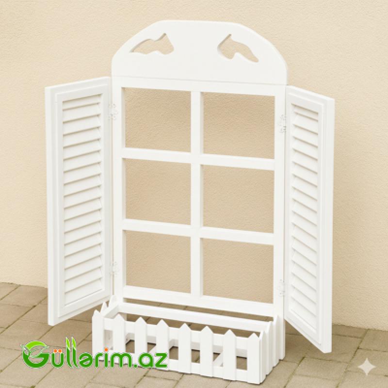 Taxta Pəncərə Formalı Dekorativ Dibçək (Əl işi)