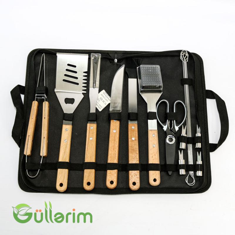 Barbekü Alətləri Dəsti – 10 Parçalı Çanta ilə