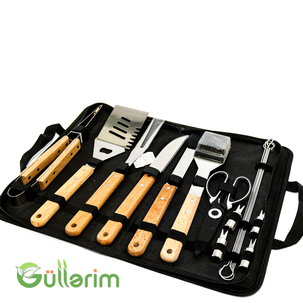 Barbekü Alətləri Dəsti – 10 Parçalı Çanta ilə