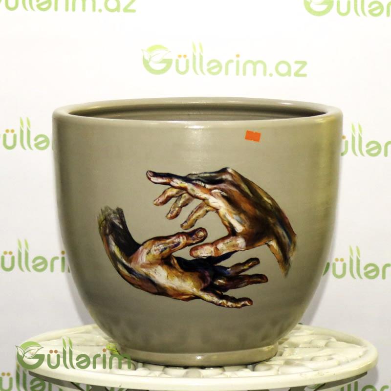 Əl təsvirli keramika dibçək